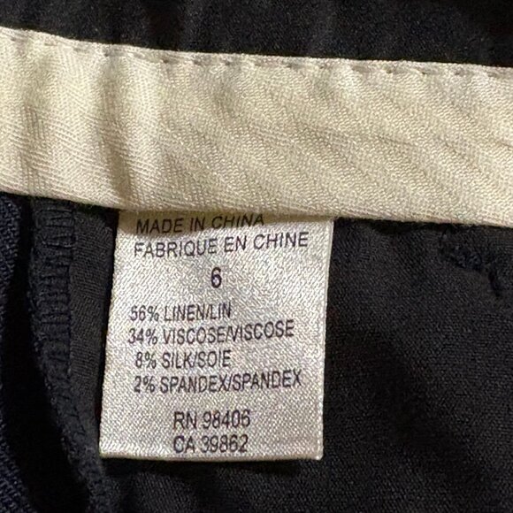 THEORY Emery Linen Pants Size 6 Navy Blue - Picture 12 of 13